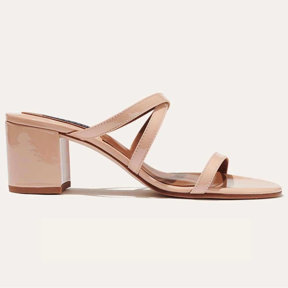 Margaux The Perry Block Heel Sandals in Rose Patent 39 7.5